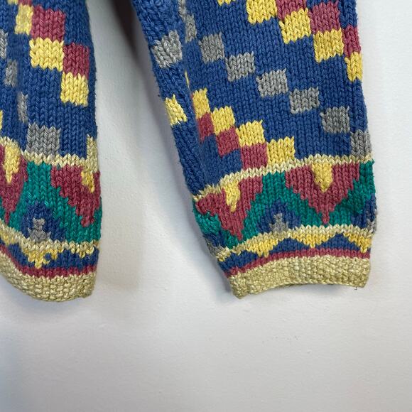 The Territory Ahead Vintage Y2K Chunky Knit Cotton Geometric Cardigan Sweater M - Picture 4 of 10